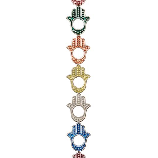 Multicolor Hamsa Metal Hand Beads, 15mm by Bead Landing&#x2122;